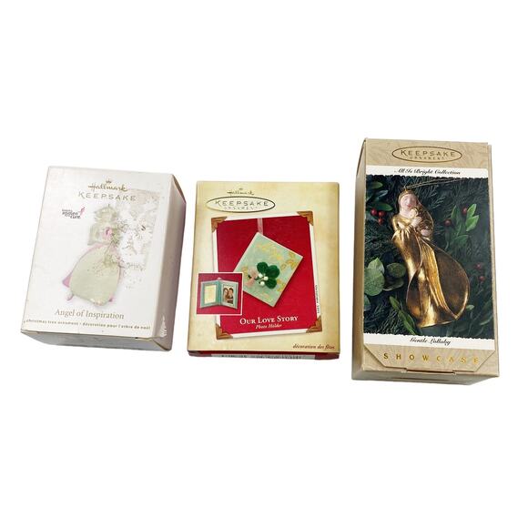 Hallmark Gentle Lullaby, Angel Of Inspiration, Our Love Story Keepsake Ornaments - Picture 1 of 8